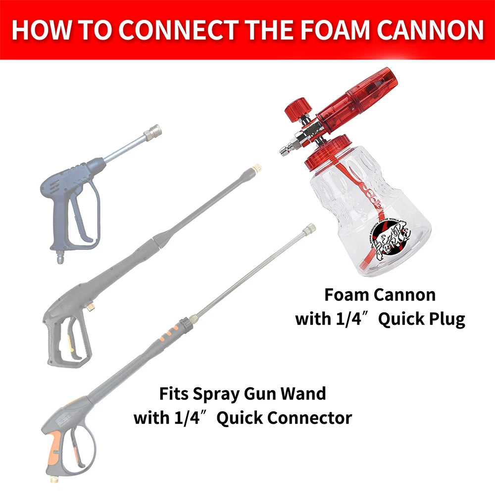 Foam Cannon Profissional 1L Alumínio — Canhão Espuma Snow Foam com Conector 1/4 Universal | Carbit