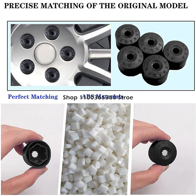 Capas de Porcas de Roda 17mm para VW Golf MK4 — Conjunto 20 Peças Pretas | Carbit