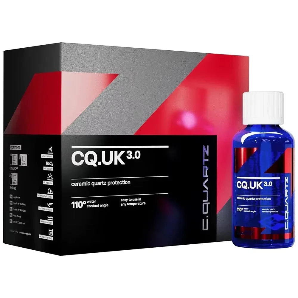 Kit Selante Cerâmico CQUARTZ UK 3.0 30ML — Revestimento Quartz Nano para Pintura, Vidro e Plásticos | Carbit