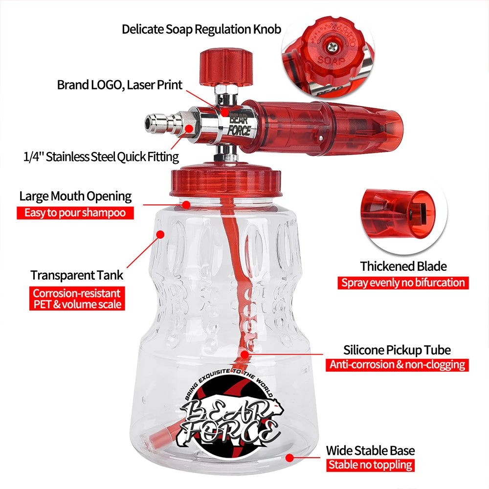 Foam Cannon Profissional 1L Alumínio — Canhão Espuma Snow Foam com Conector 1/4 Universal | Carbit