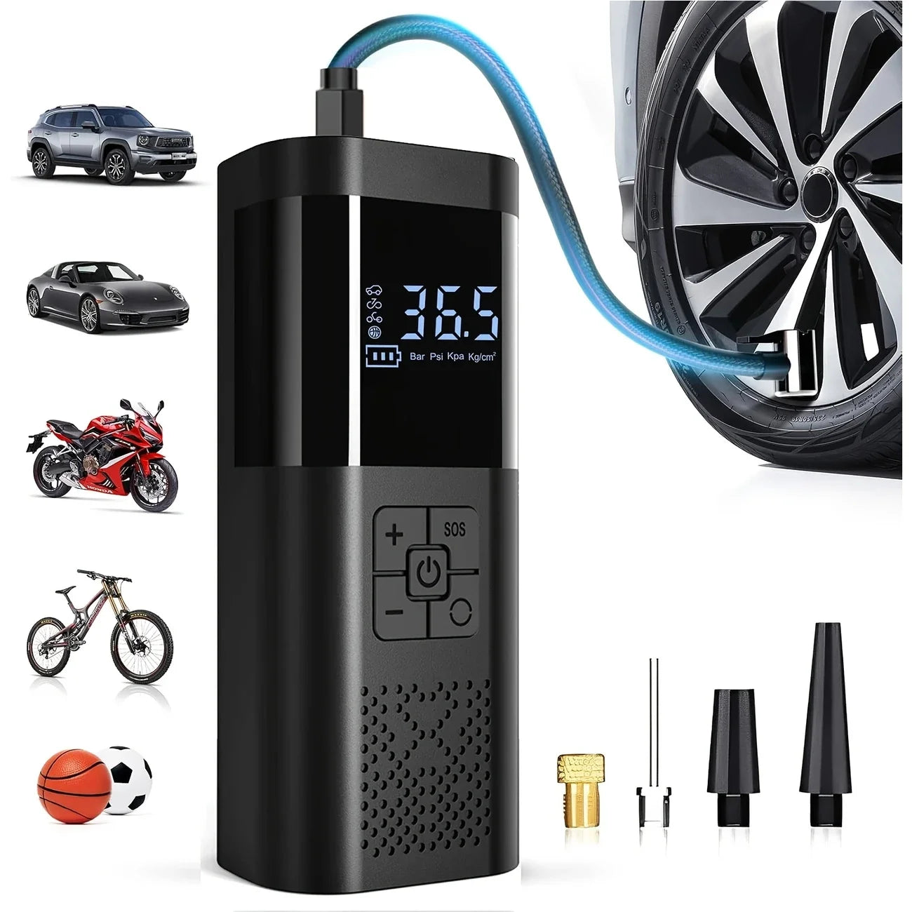 Inflador Elétrico de Pneus Premium 3x Mais Rápido — 150 PSI Sem Fios com Display Digital | Carbit