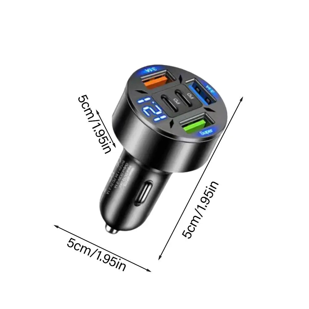Carregador Rápido 5 Portas USB-C 250W para Automóvel — PD QC3.0 | Carbit