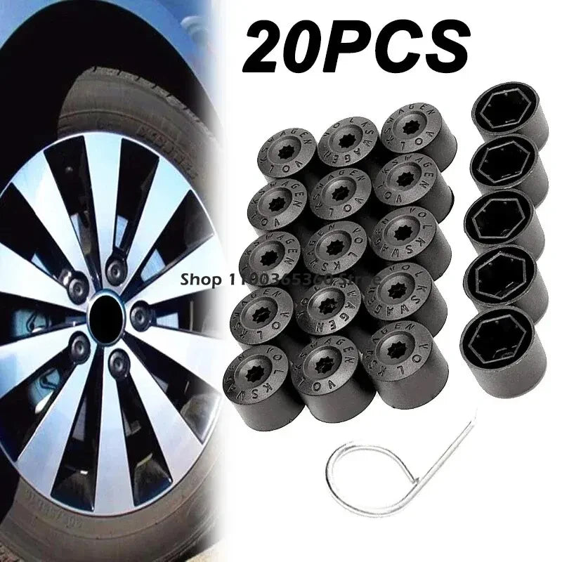 Capas de Porcas de Roda 17mm para VW Golf MK4 — Conjunto 20 Peças Pretas | Carbit