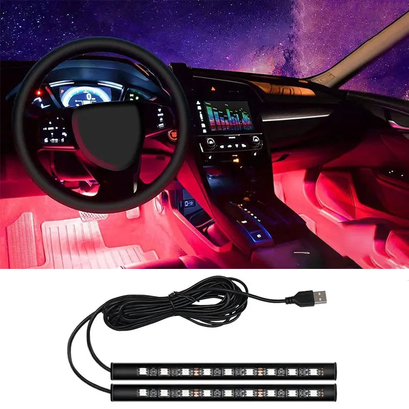 Tira LED RGB para Interior Automóvel — Iluminação Ambiente USB | Carbit