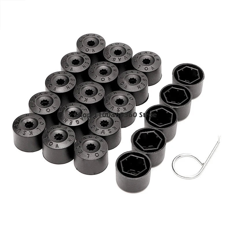 Capas de Porcas de Roda 17mm para VW Golf MK4 — Conjunto 20 Peças Pretas | Carbit