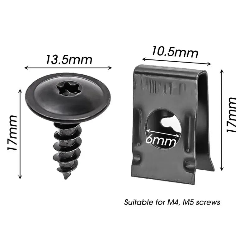 Kit Parafusos Self-Tapping para Carro — 200 Peças Universal Metálicas em U | Carbit