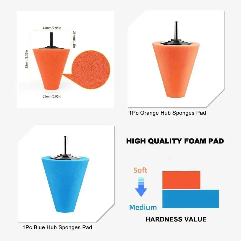 Kit 2 Esponjas Polimento Cone para Berbequim — Jantes e Detalhes Automóvel | Carbit