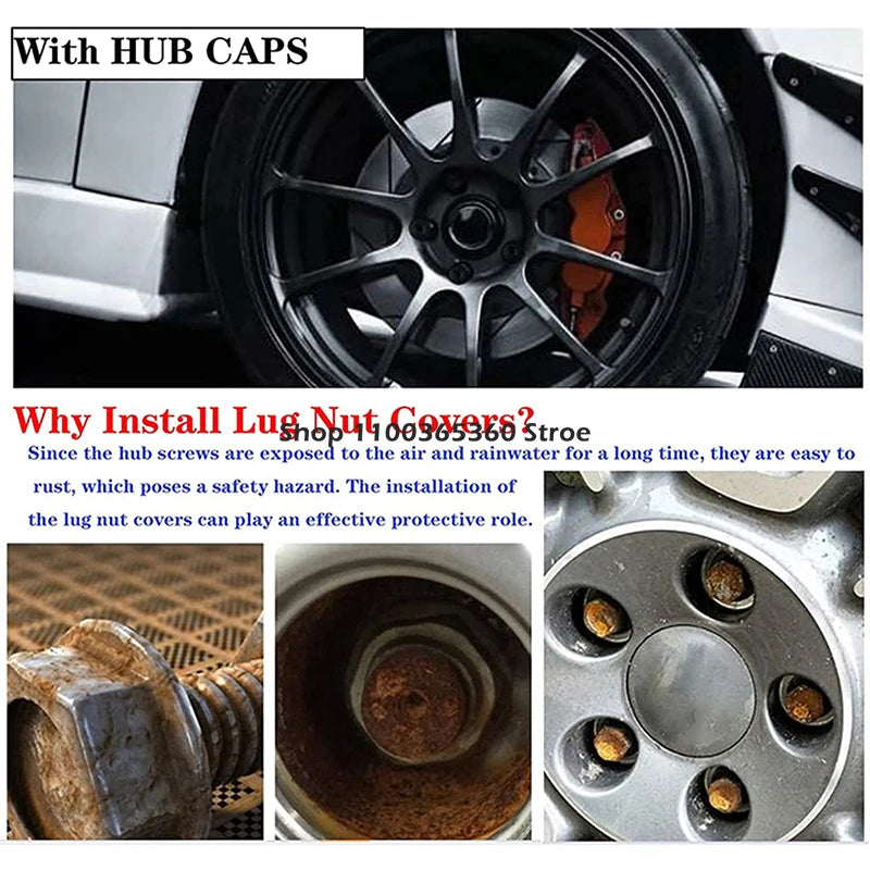 Capas de Porcas de Roda 17mm para VW Golf MK4 — Conjunto 20 Peças Pretas | Carbit