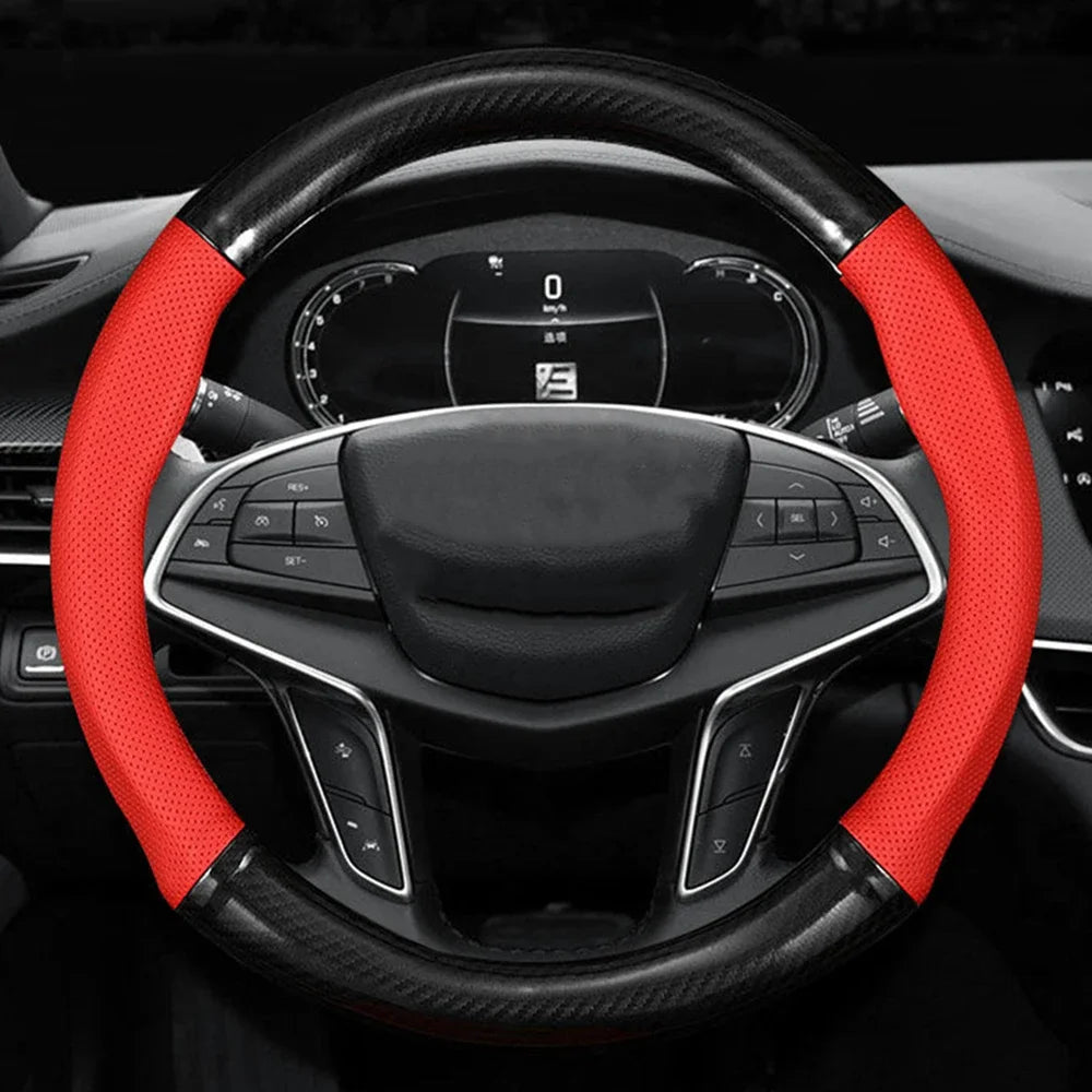 Capa de Volante Premium em Couro com Fibra de Carbono Antiderrapante | Carbit