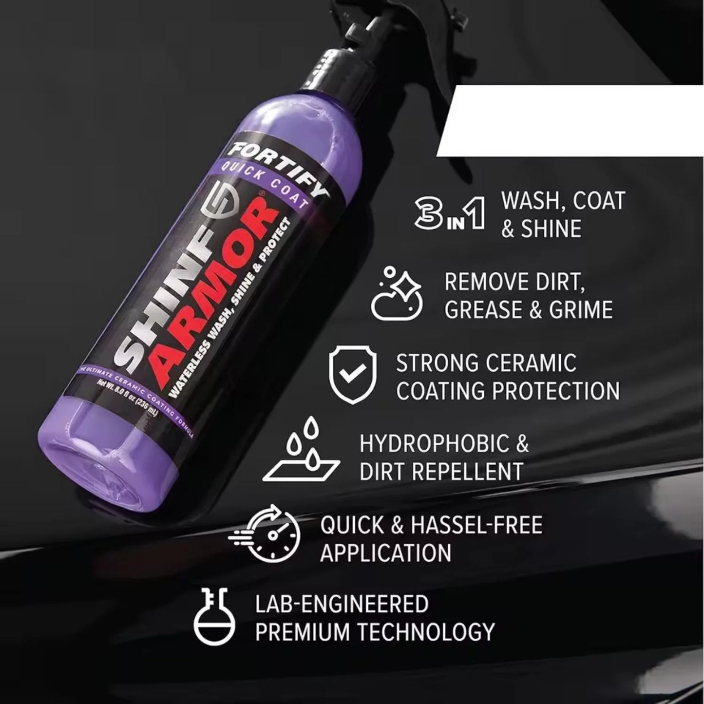 Quick Coat Cerâmico em Spray — Cera Hidrofóbica para Lavagem a Seco | Carbit