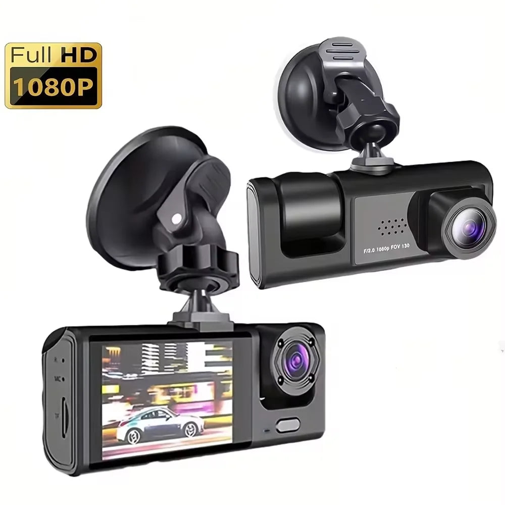 Câmara Dashcam 3 Lentes 1080P com Visão Noturna IR — Ecrã IPS 2" | Carbit